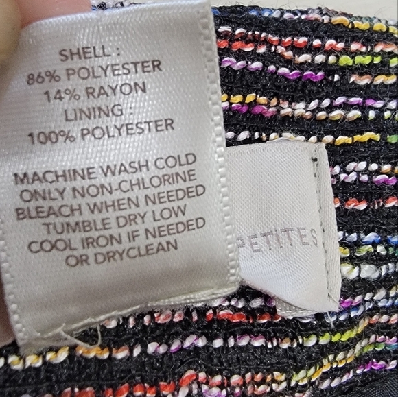 Loft Multicolor Tweed Skirt Brass Tone Buttons Size 00 Petite - Picture 13 of 14